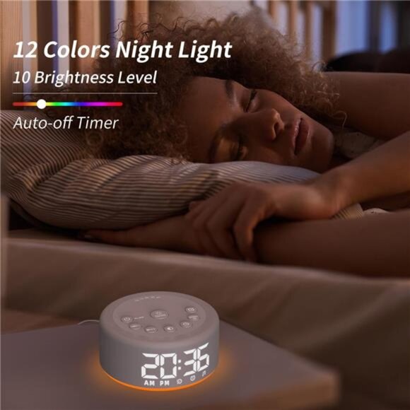 Sound Machine Alarm Clock Night Light White Noise Machine with 27 - Picture 5 of 8